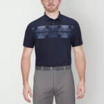 PGA TOUR Argyle Print Short Sleeve Golf Polo Shirt Mens S Peacoat Button Closure