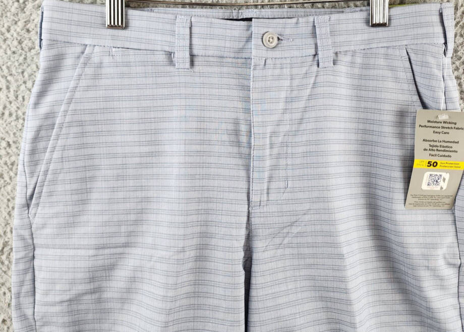 PGA TOUR Striped 8" Golf Shorts Men's 30 Tradewinds Pocket Button Zip Closure
