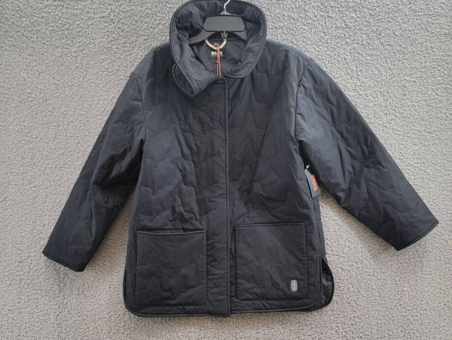 BASS OUTDOOR Quilted Long-Sleeve Jacket Women's S Black Solid Snap Front Closure