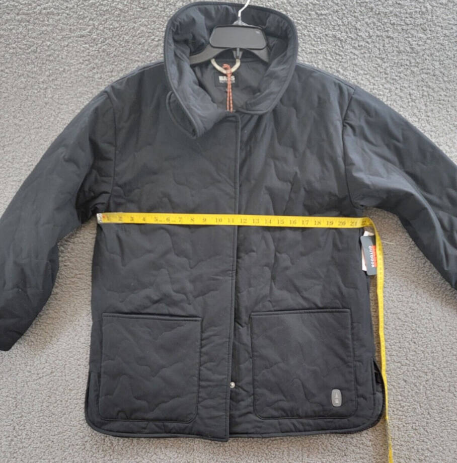 BASS OUTDOOR Quilted Long-Sleeve Jacket Women's S Black Solid Snap Front Closure