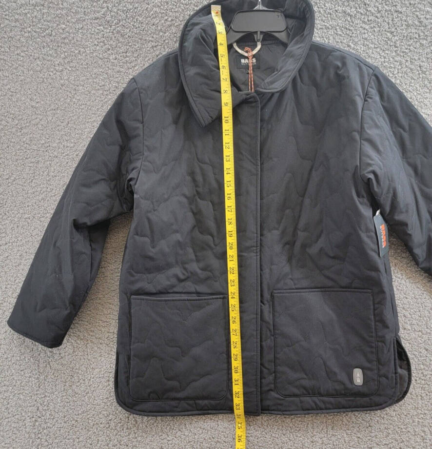 BASS OUTDOOR Quilted Long-Sleeve Jacket Women's S Black Solid Snap Front Closure