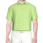 PGA Tour Printed Textured Performance Polo Shirt Men's M Green Flash Pullover