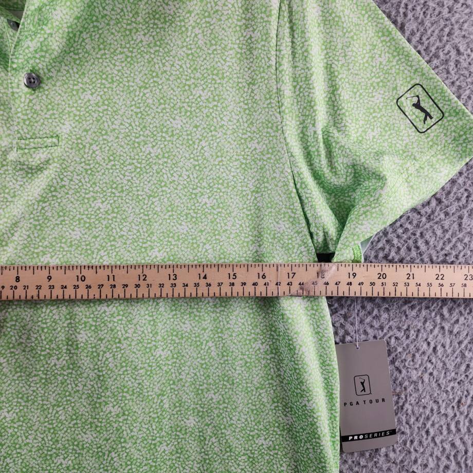 PGA Tour Printed Textured Performance Polo Shirt Men's M Green Flash Pullover