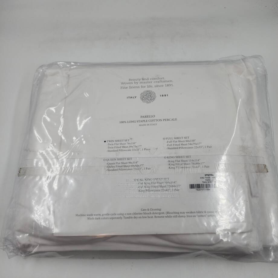 Sferra Parello Twin Sheet Set 74in x 110in White