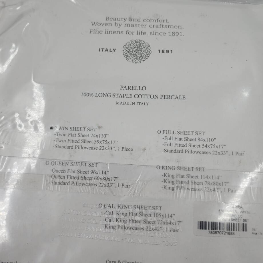 Sferra Parello Twin Sheet Set 74in x 110in White
