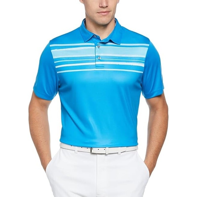 PGA TOUR Athletic Fit Terrain Short Sleeve Polo Shirt Men's Small Hawaiian Surf