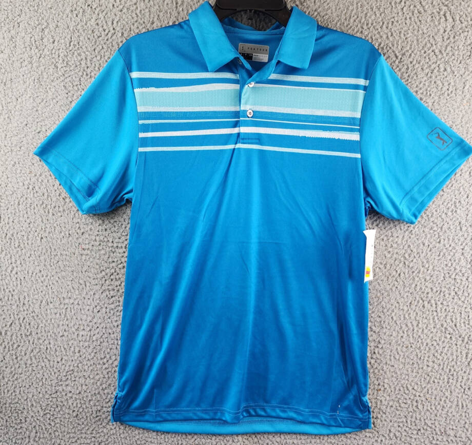 PGA TOUR Athletic Fit Terrain Short Sleeve Polo Shirt Men's Small Hawaiian Surf