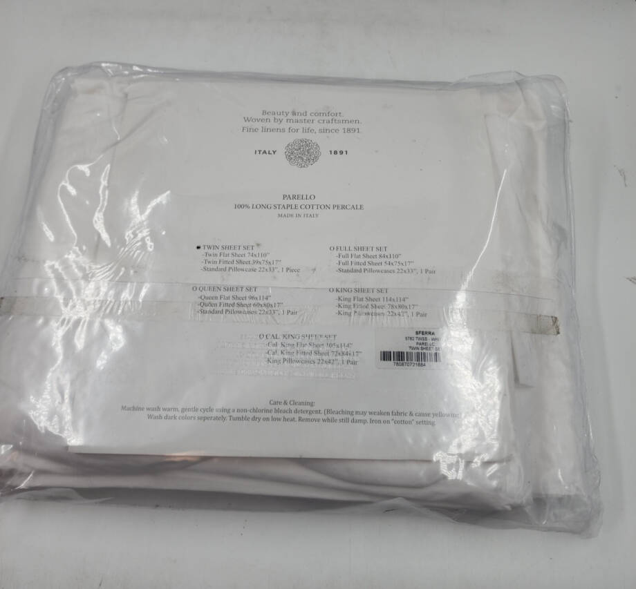 Sferra Parello Twin Sheet Set 74in x 110in White