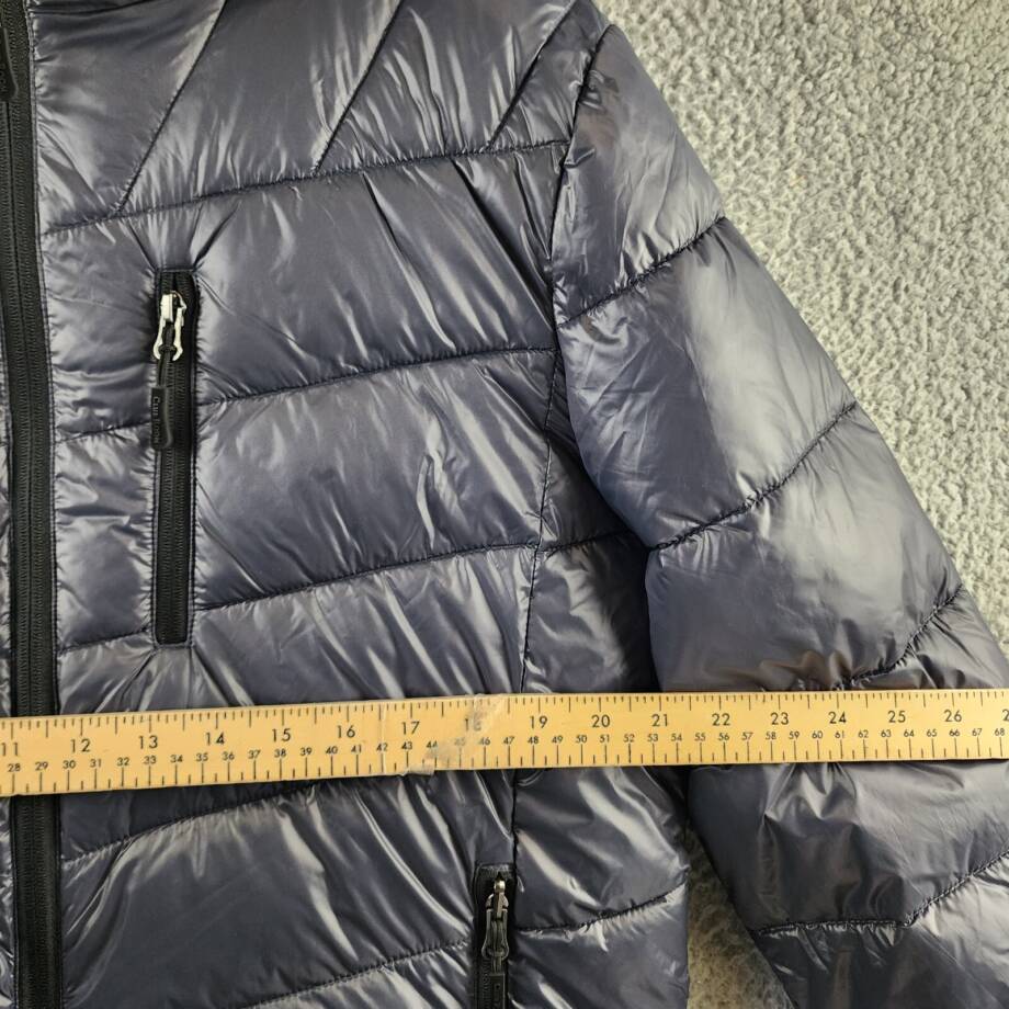 Club Room Chevron Quilted Hooded Puffer Jacket Men's M Charcoal Full Zip L/S