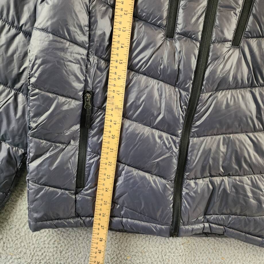 Club Room Chevron Quilted Hooded Puffer Jacket Men's M Charcoal Full Zip L/S