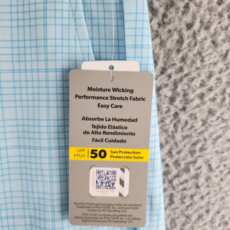 PGA TOUR Regular fit Golf Shorts Men's 44 Aqua Blue Check Side Pocket Button Zip