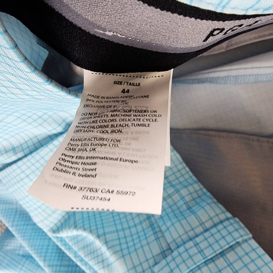 PGA TOUR Regular fit Golf Shorts Men's 44 Aqua Blue Check Side Pocket Button Zip