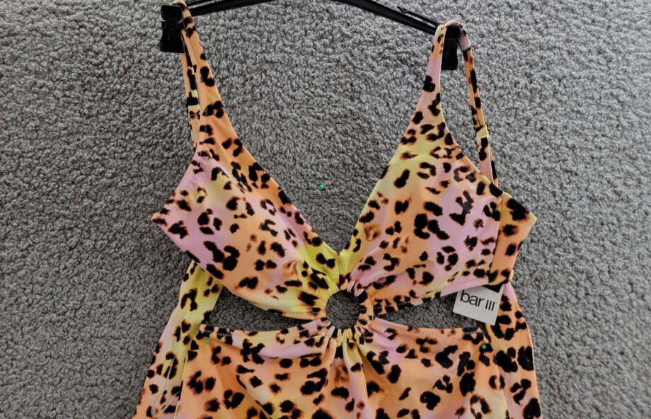 Bar III Animal-Print O-Ring Monokini Swimsuit Women's XS Multicolor Back Tie