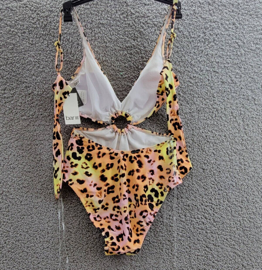 Bar III Animal-Print O-Ring Monokini Swimsuit Women's XS Multicolor Back Tie