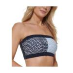 Tommy Hilfiger Printed Colorblock Bandeau Bikini Top Women's XS Navy Multi
