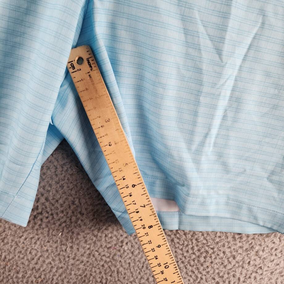 PGA TOUR Striped 8" Golf Shorts Men's 40 Ethereal Blue Pocket Button Zip Closure