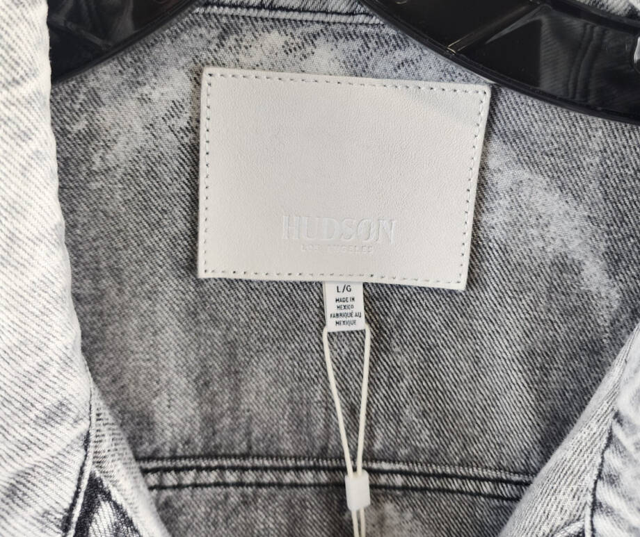 Hudson Darted Trucker Jacket Men's L White Side Slip Pockets Point Collar L/S