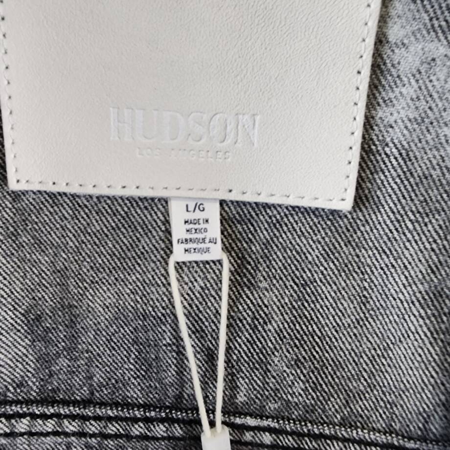 Hudson Darted Trucker Jacket Men's L White Side Slip Pockets Point Collar L/S