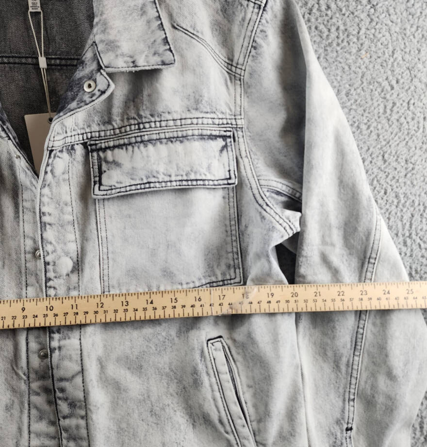 Hudson Darted Trucker Jacket Men's L White Side Slip Pockets Point Collar L/S