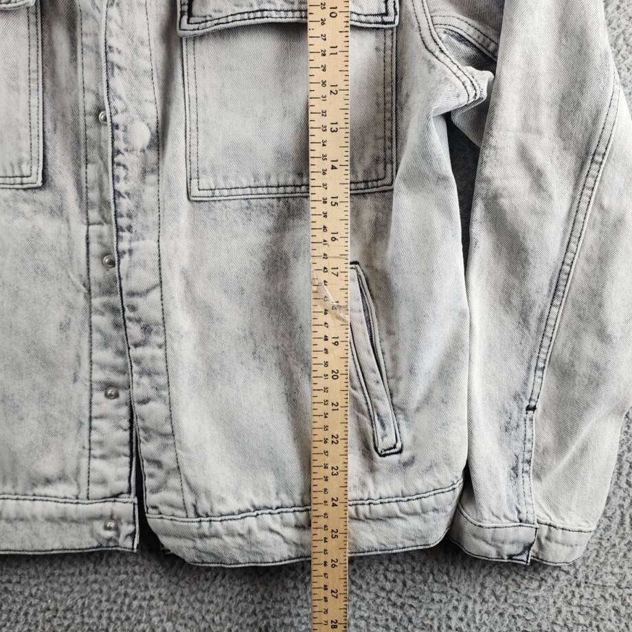Hudson Darted Trucker Jacket Men's L White Side Slip Pockets Point Collar L/S