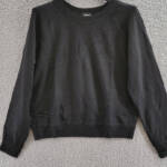 Monrow Supersoft Fleece Raglan Sweatshirt Women's L Black Crew Neck Long Sleeve