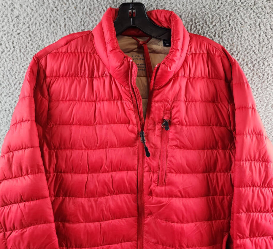 Club Room Quilted Packable Puffer Jacket Men's Small Red Full-Zip Front Closure