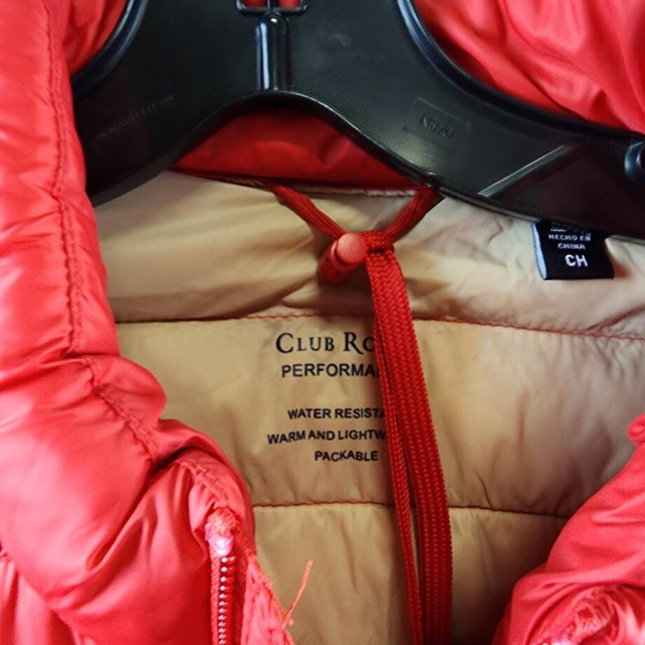 Club Room Quilted Packable Puffer Jacket Men's Small Red Full-Zip Front Closure