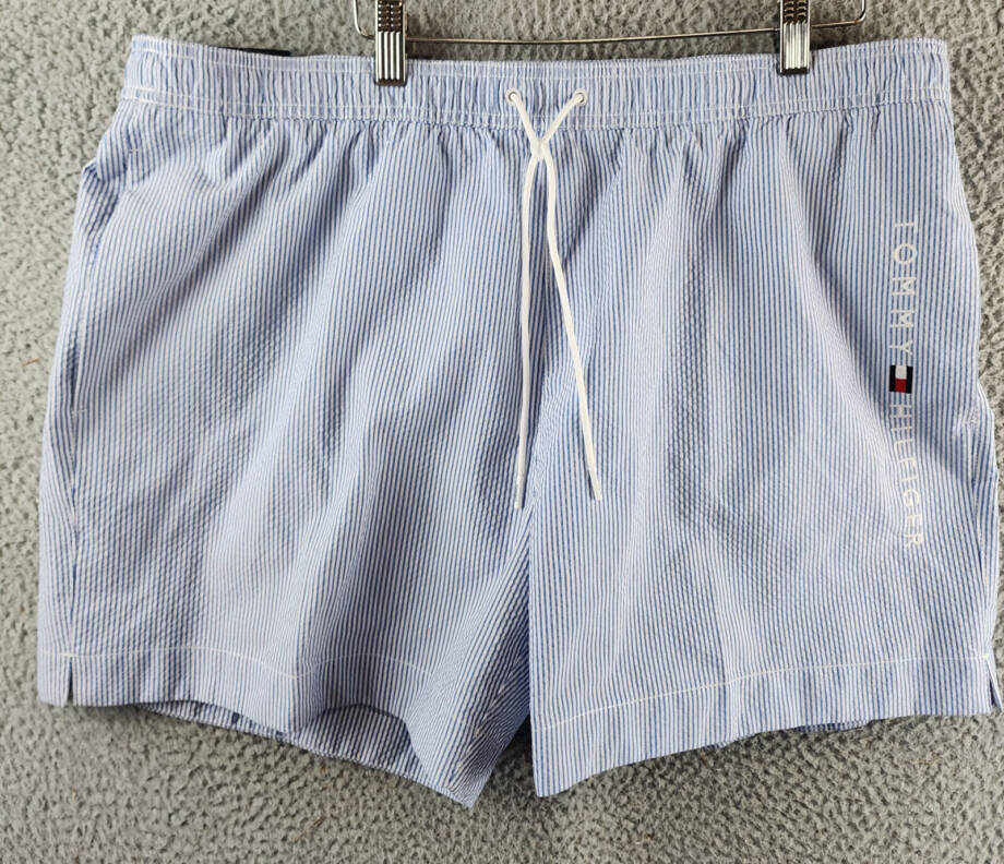 Tommy Hilfiger Striped Swim 5" Trunks Men's XXL Ithaca White Blue Spell