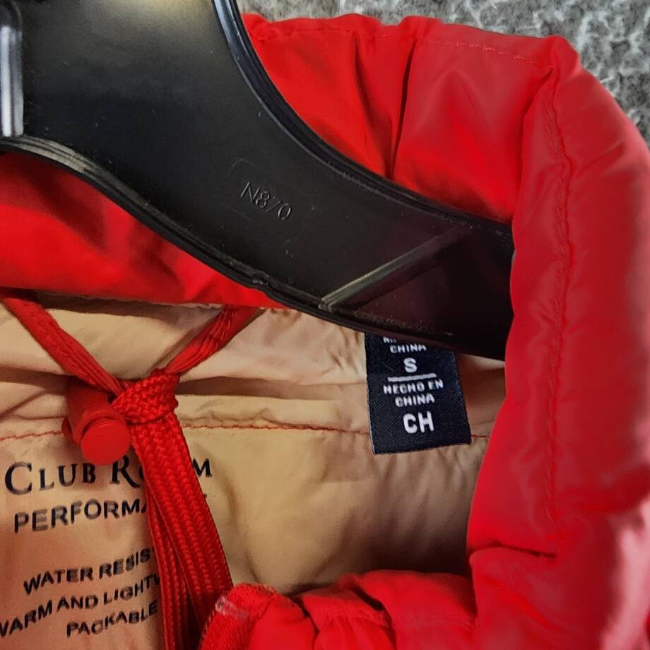 Club Room Quilted Packable Puffer Jacket Men's Small Red Full-Zip Front Closure