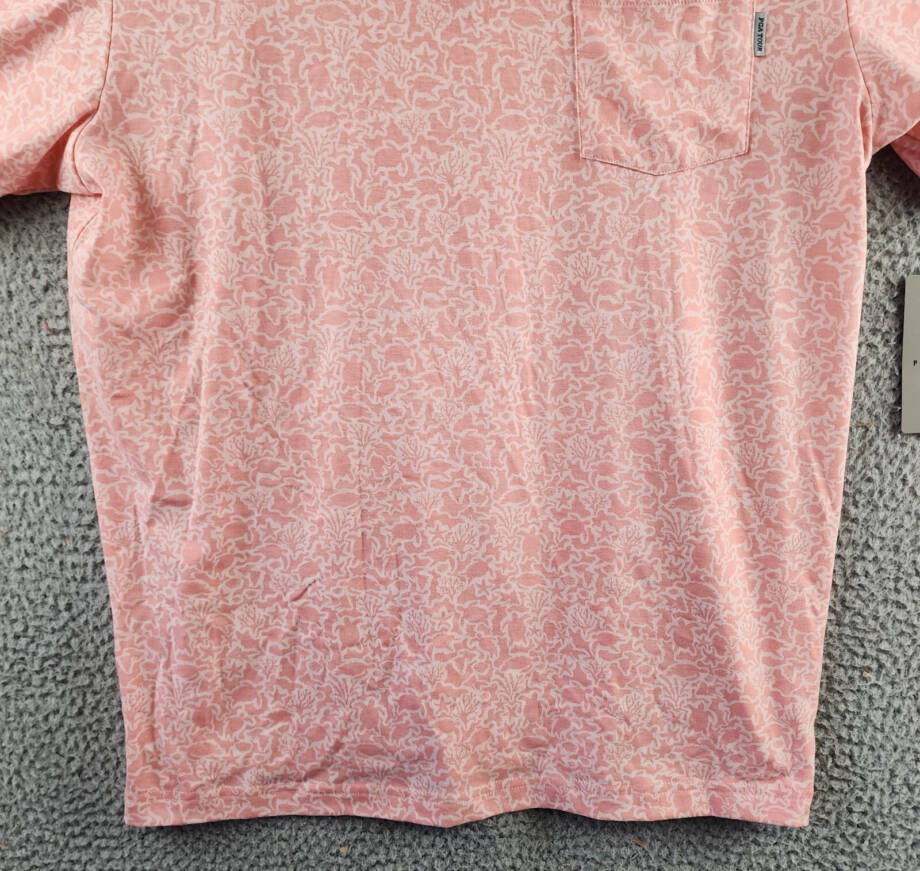 PGA TOUR Sea Life Short Sleeve Performance Golf Polo Shirt Men's M Pink Icing~
