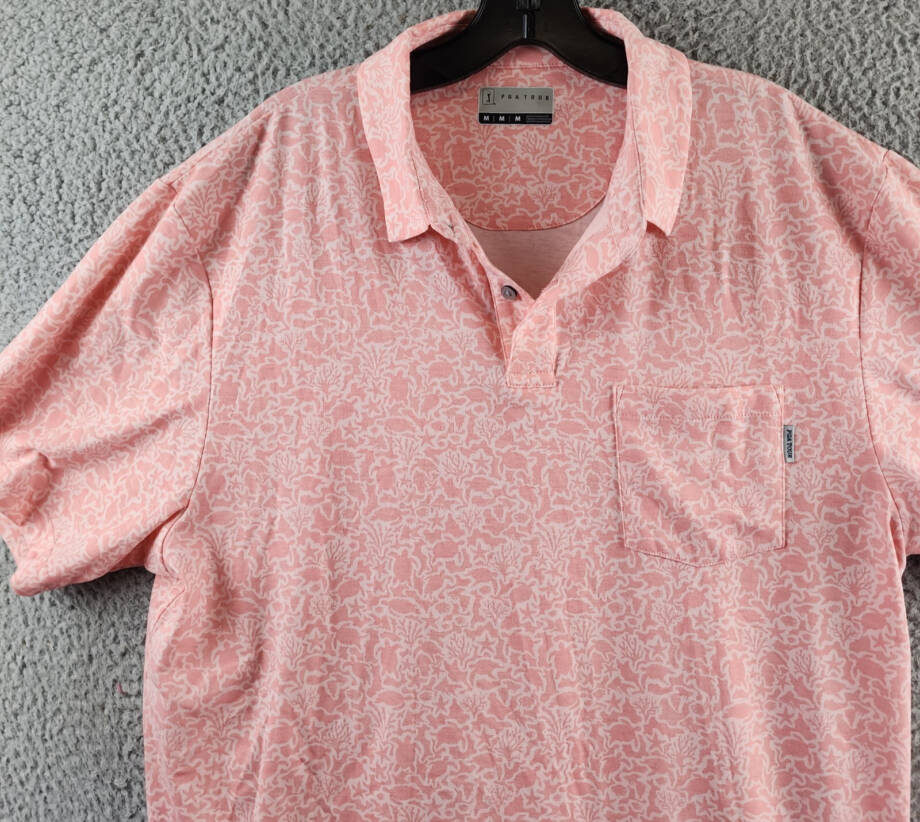 PGA TOUR Sea Life Short Sleeve Performance Golf Polo Shirt Men's M Pink Icing~