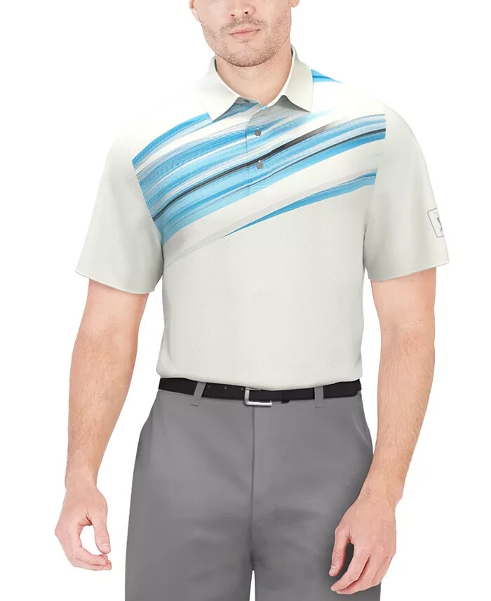 PGA TOUR Brush Stroke Textured Performance Golf Polo Shirt Mens XXL Bright White