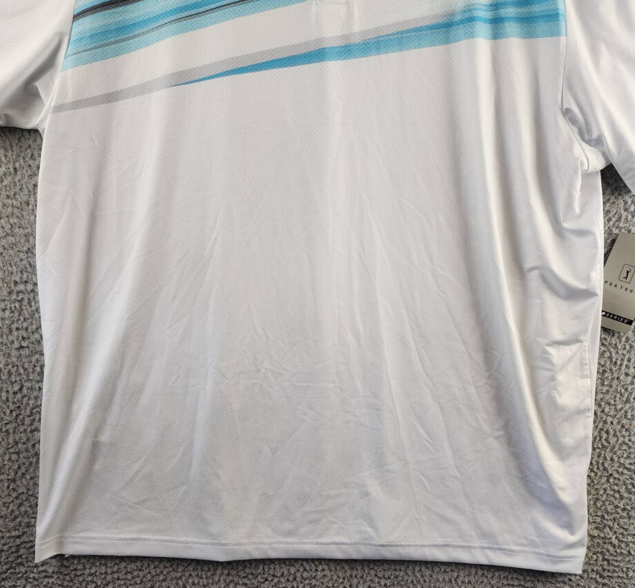 PGA TOUR Brush Stroke Textured Performance Golf Polo Shirt Mens XXL Bright White