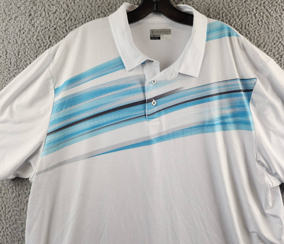 PGA TOUR Brush Stroke Textured Performance Golf Polo Shirt Mens XXL Bright White