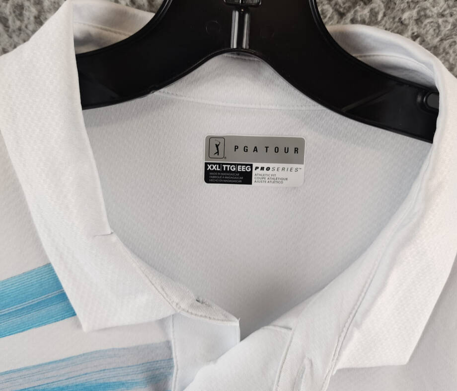 PGA TOUR Brush Stroke Textured Performance Golf Polo Shirt Mens XXL Bright White