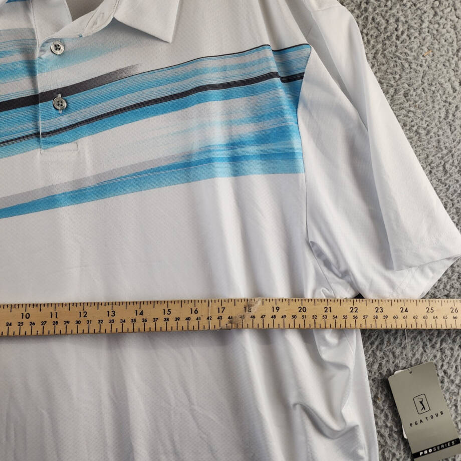PGA TOUR Brush Stroke Textured Performance Golf Polo Shirt Mens XXL Bright White