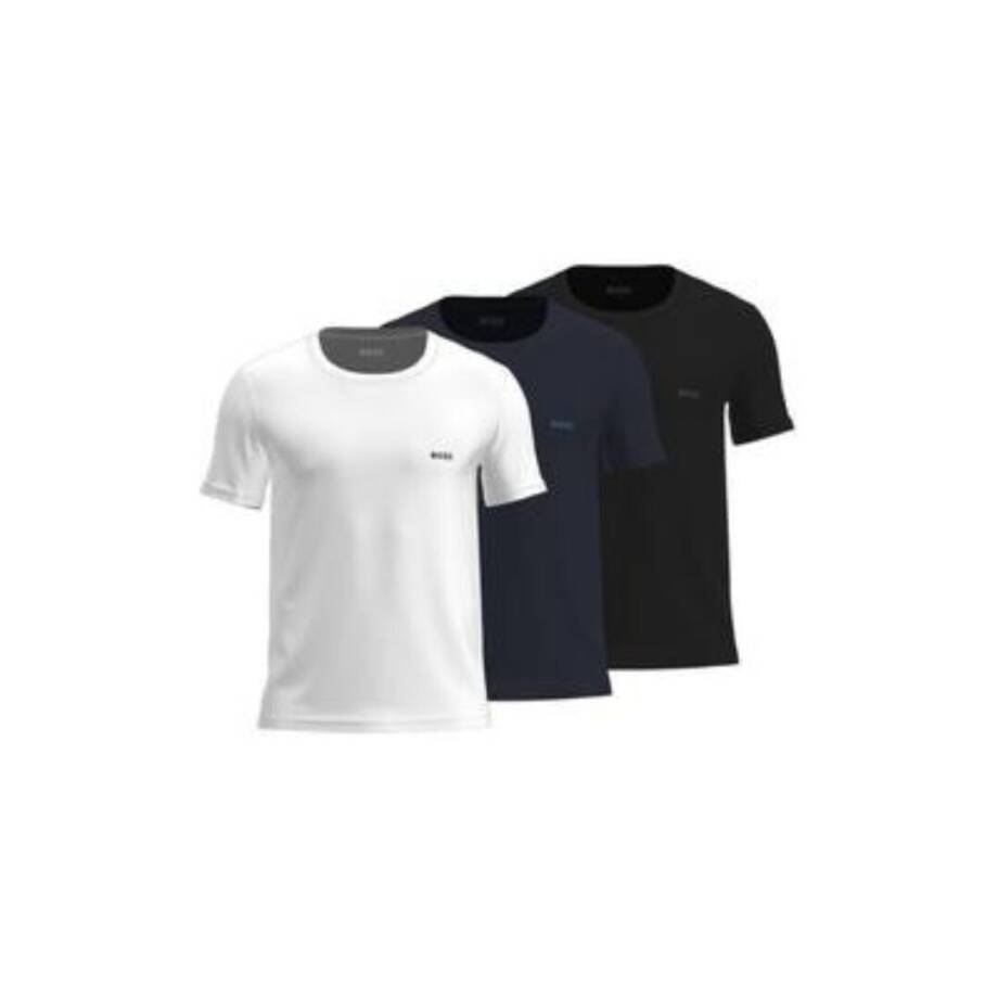 BOSS 3-Pack Classic Crew Neck Undershirt Men's S White/Navy/Black Short Sleeve