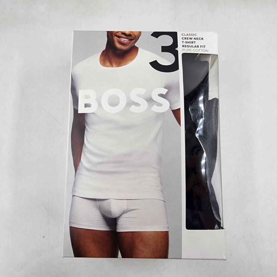BOSS 3-Pack Classic Crew Neck Undershirt Men's S White/Navy/Black Short Sleeve