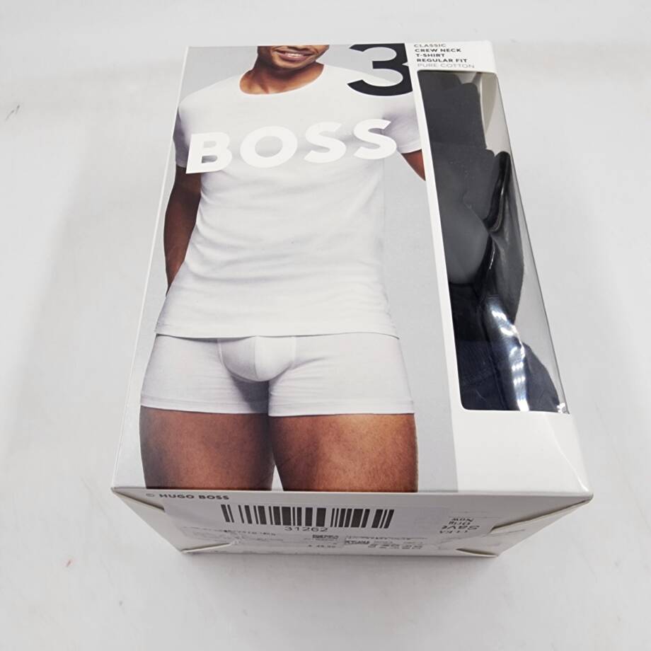 BOSS 3-Pack Classic Crew Neck Undershirt Men's S White/Navy/Black Short Sleeve