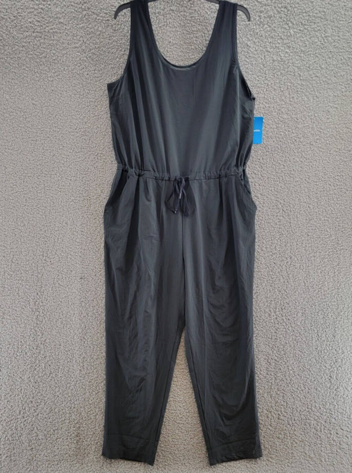 Columbia Anytime Tank Jumpsuit Women's XL Black Scoop Neck Sleeveless Pull On
