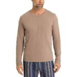 Hanro Solid Long Sleeve Pajama Shirt Men's X-Large Ash Crew Neck Pullover