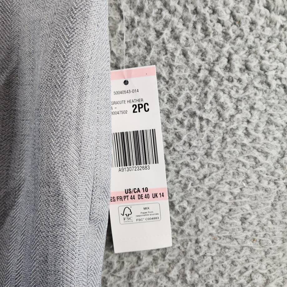 Le Suit Herringbone Dress Pants Women's 10 Granite Heather Side Zip Closure