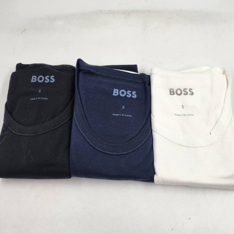 BOSS Classic Crew Neck T-Shirt Men's S Black/Navy/White Short Sleeve Pack of 3
