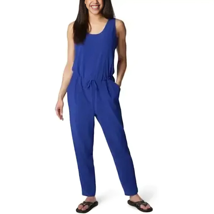Columbia Anytime Tank Top Jumpsuit Women's L Dark Sapphire Scoop Neck Sleeveless