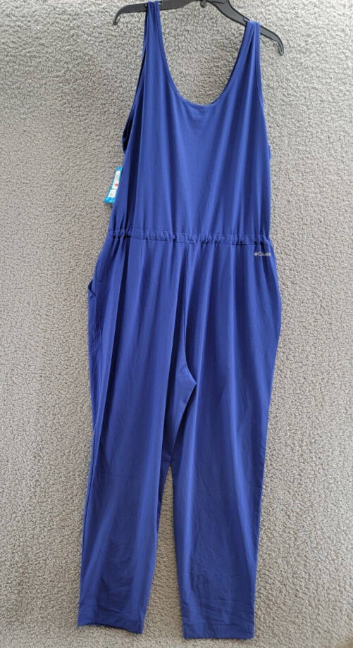 Columbia Anytime Tank Top Jumpsuit Women's L Dark Sapphire Scoop Neck Sleeveless