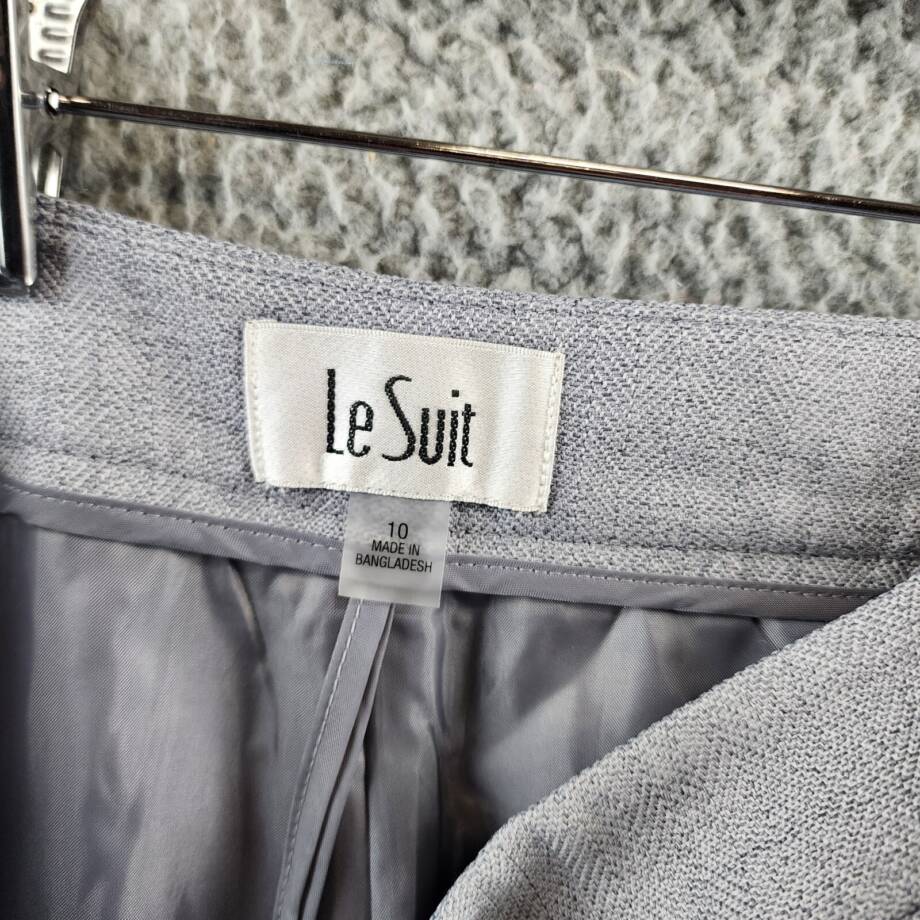 Le Suit Herringbone Dress Pants Women's 10 Granite Heather Side Zip Closure