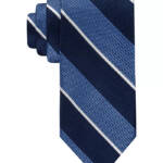 Tommy Hilfiger Silk Blend Classic Textured Stripe Tie Men's One Size Navy