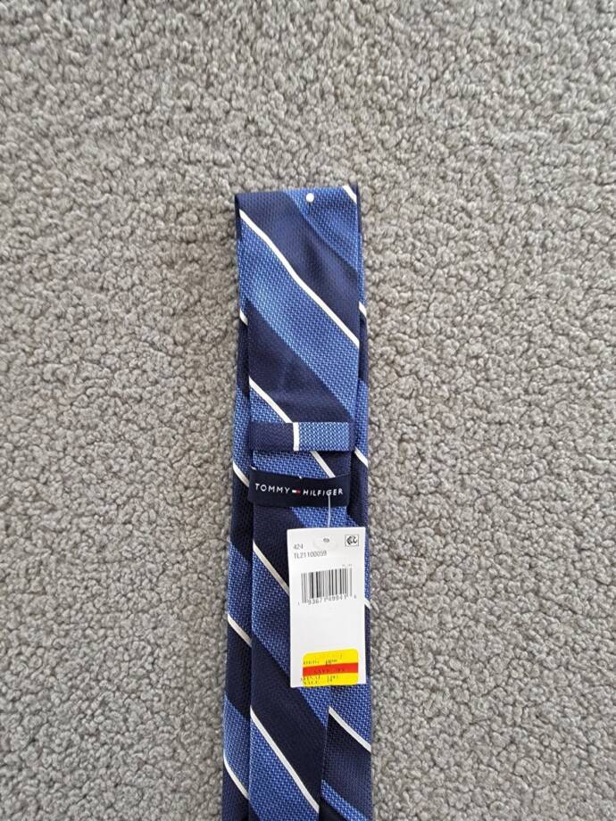 Tommy Hilfiger Silk Blend Classic Textured Stripe Tie Men's One Size Navy
