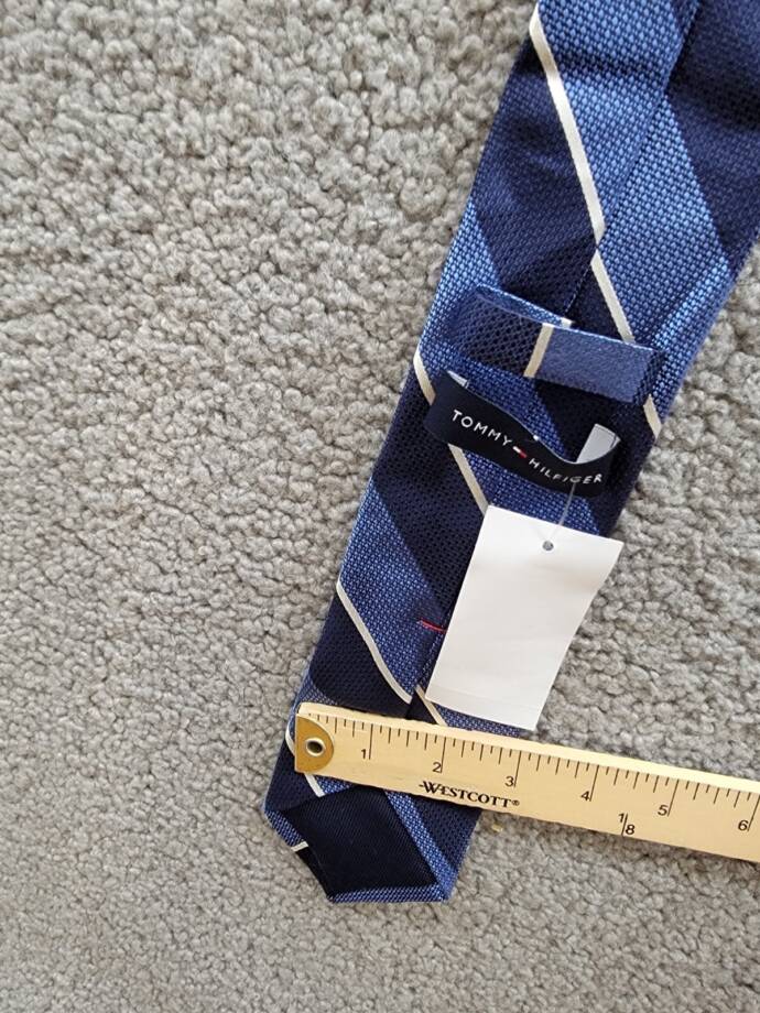 Tommy Hilfiger Silk Blend Classic Textured Stripe Tie Men's One Size Navy