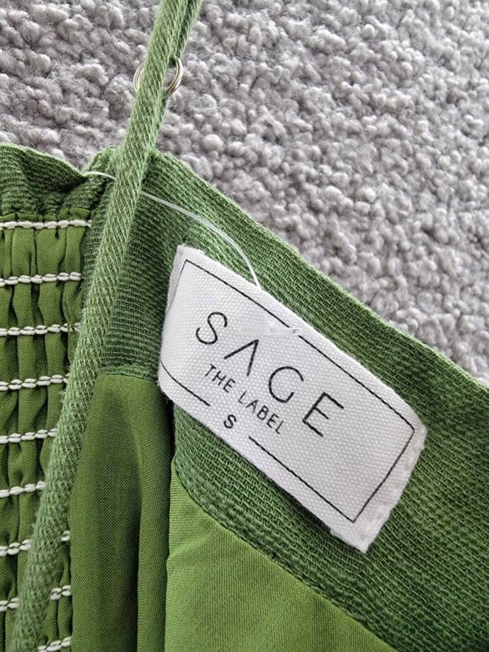 SAGE The Label Square Neck Mini Dress Women's S Forest Sleeveless Adjustable
